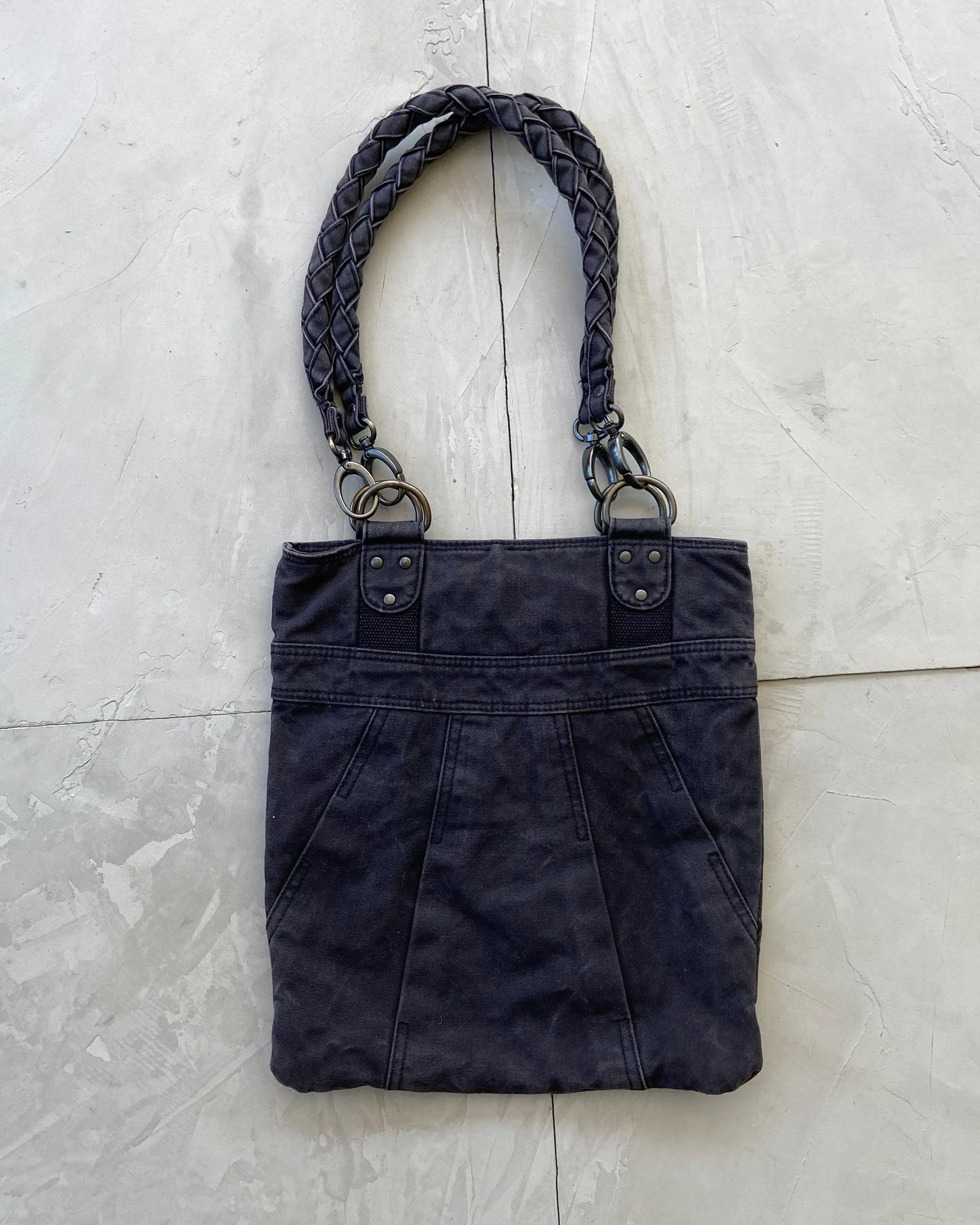 DIESEL 2000'S BLACK CANVAS TOTE BAG