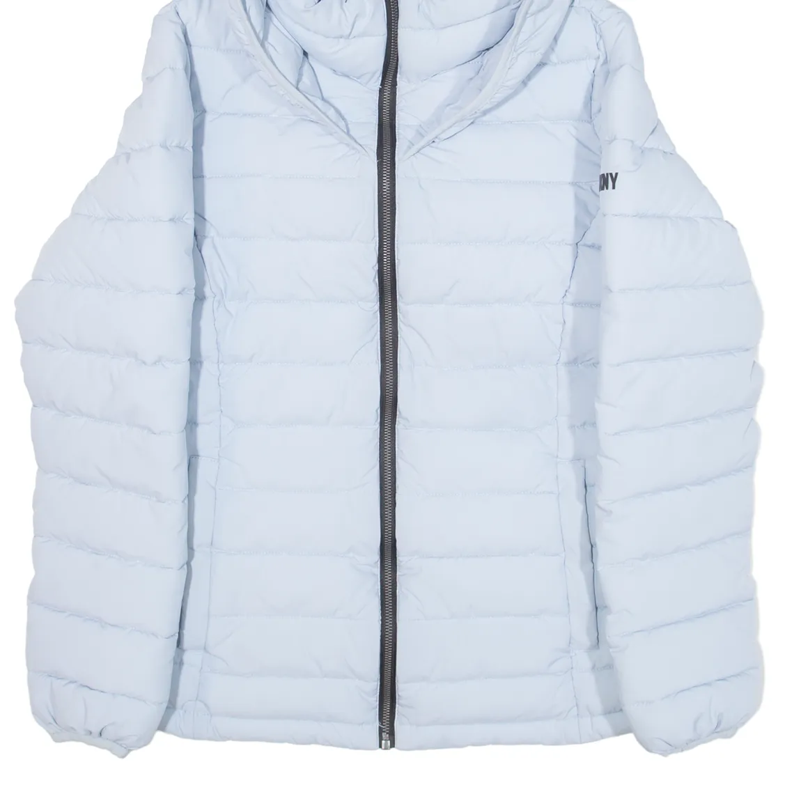 DKNY Insulated Womens Puffer Jacket Blue Hooded S