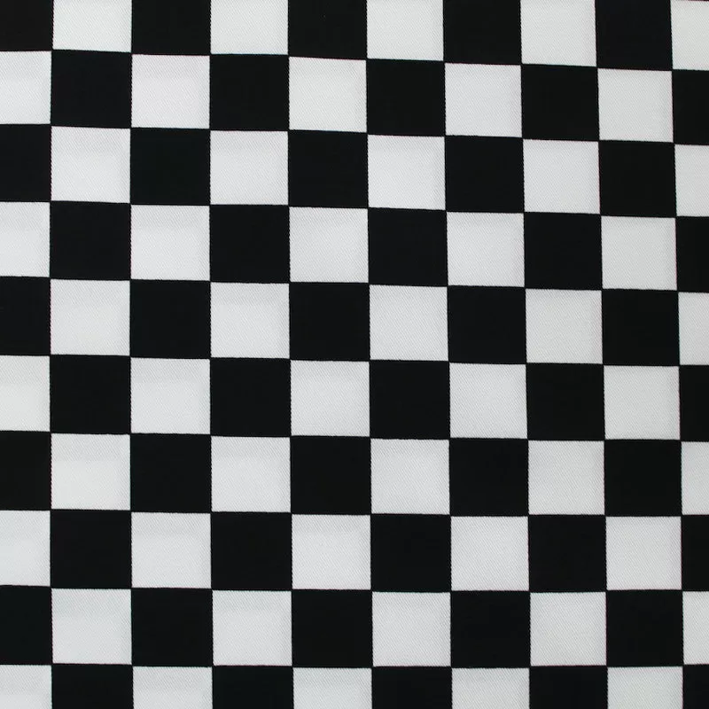 Dressmaking Polyester Cotton Twill - Black and White - Chef's Check