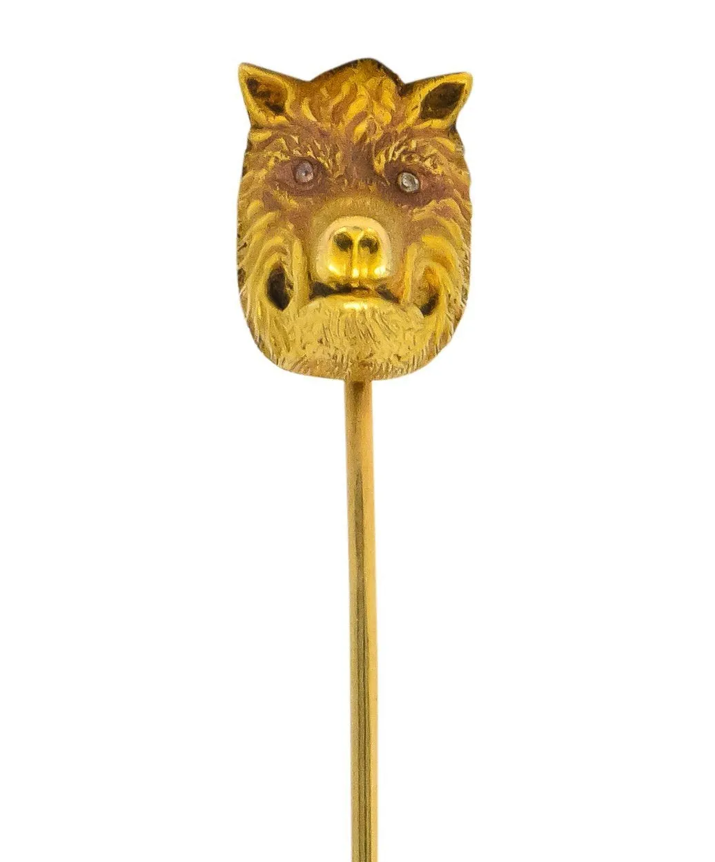 Edwardian Diamond 14 Karat Yellow Gold Boar Stickpin