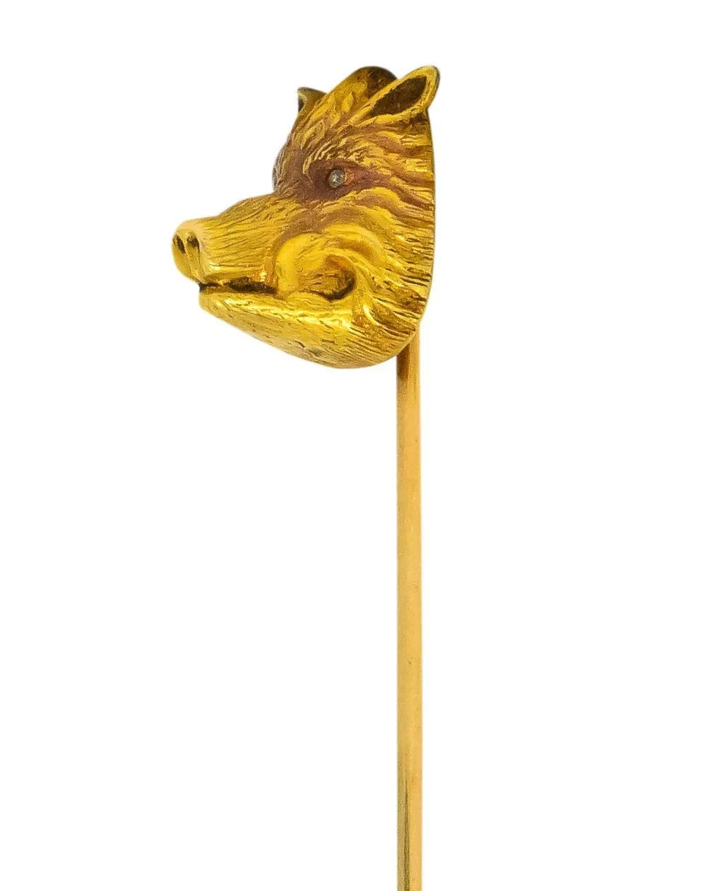 Edwardian Diamond 14 Karat Yellow Gold Boar Stickpin