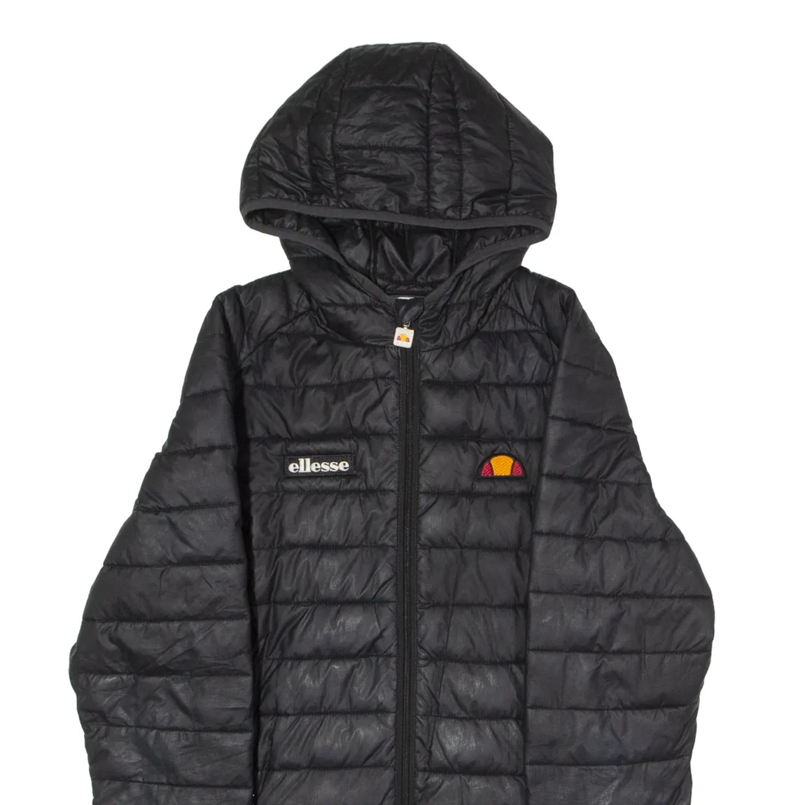 ELLESSE Womens Puffer Jacket Black Hooded UK 10