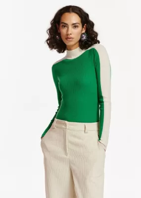 Essentiel Antwerp Estoy Turtleneck Sweater - Green/Off-White: M