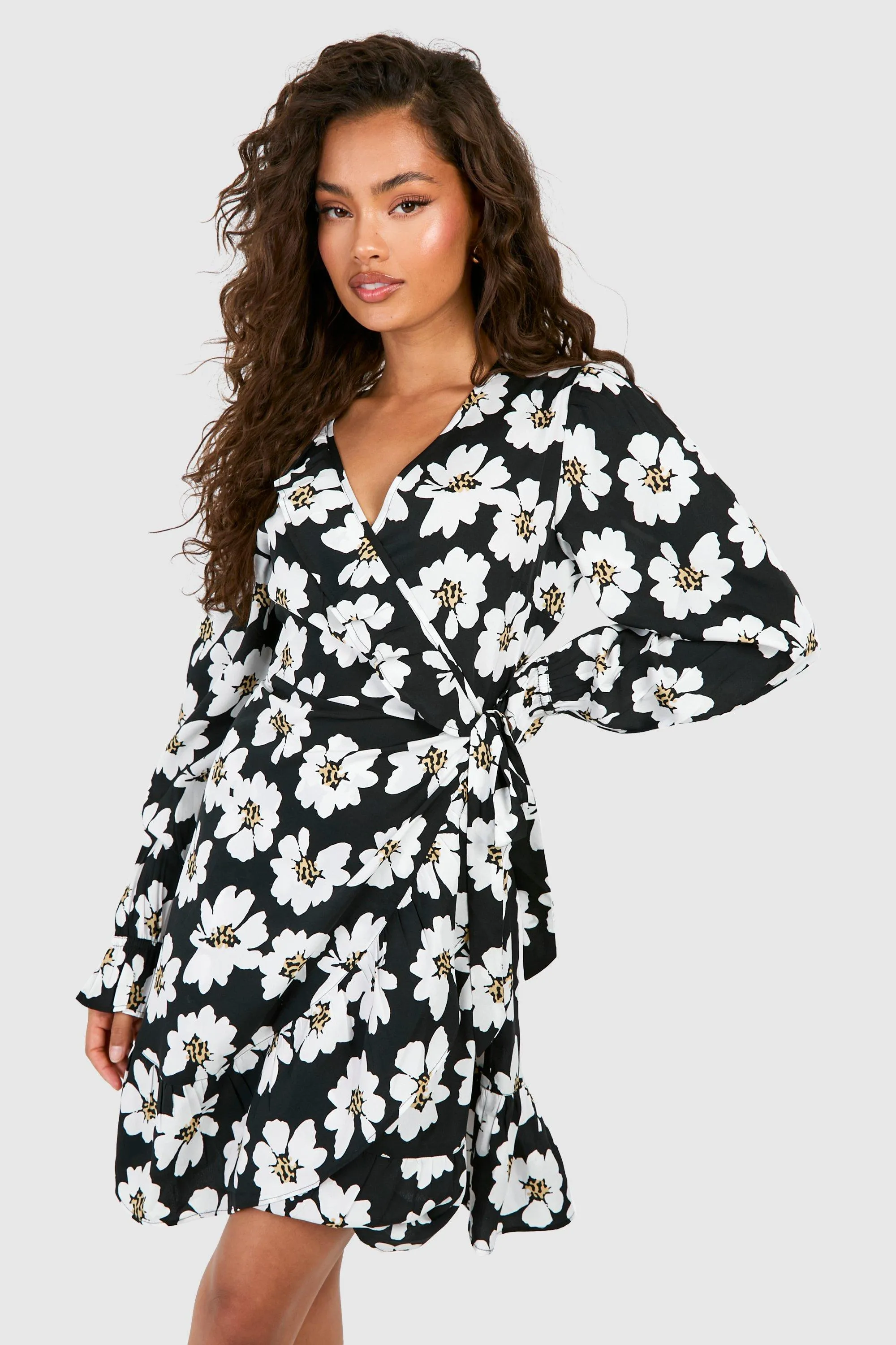 Floral Frill Wrap Dress