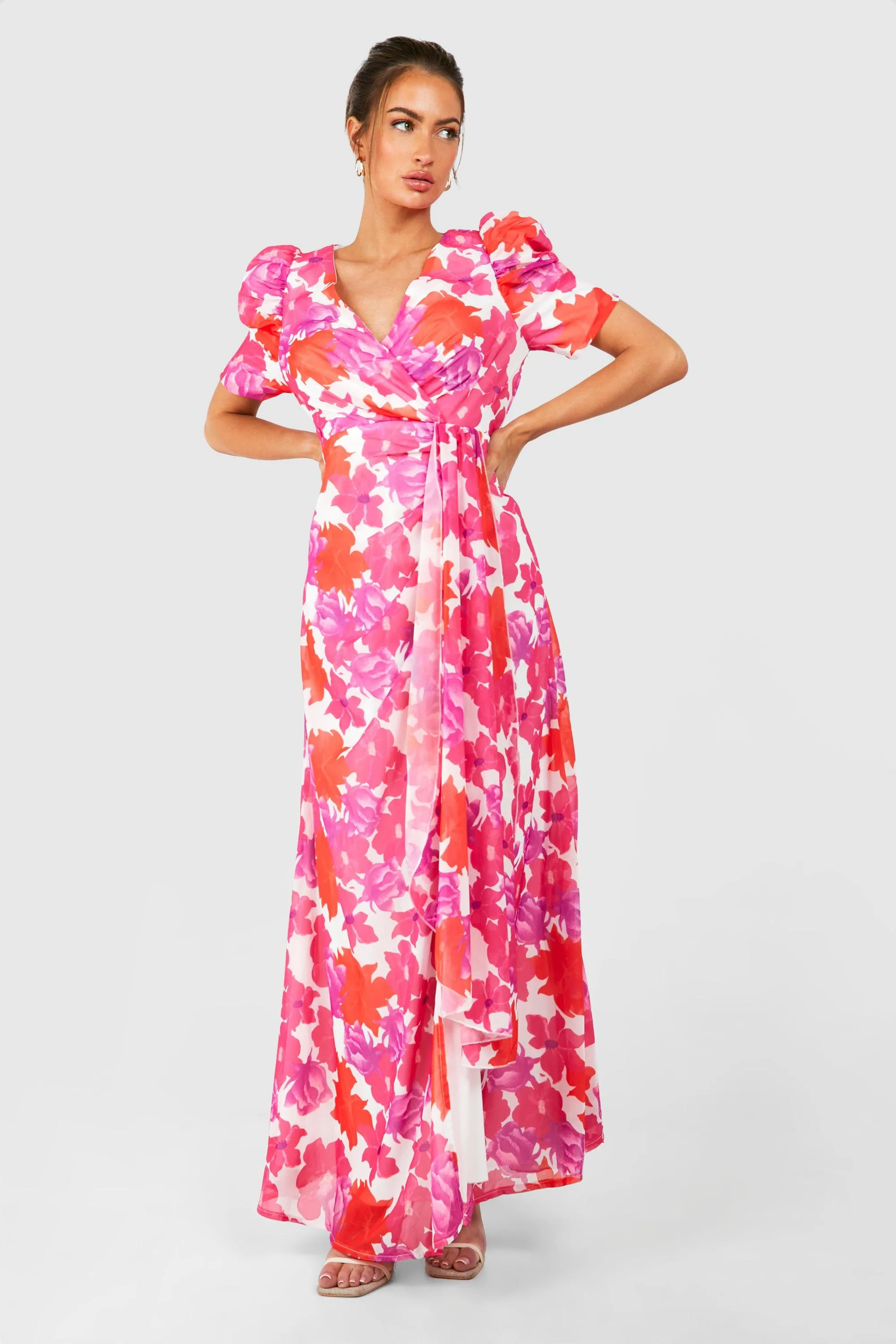 Floral Print Wrap Maxi Dress