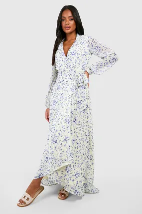 Floral Wrap Belted Maxi Dress