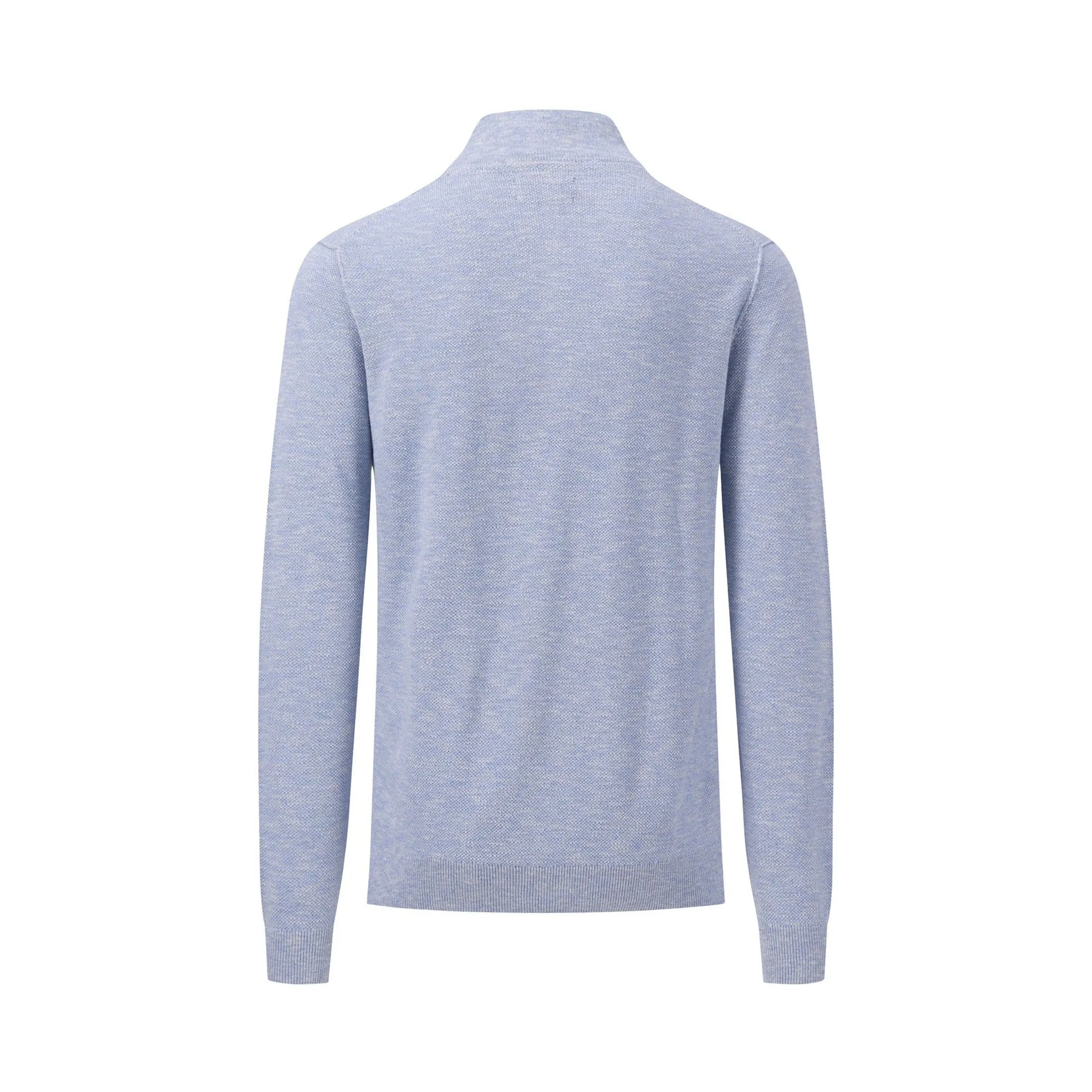 Fynch-Hatton Half Zip Sweater Pure Cotton Crew Neck 1402230 Crystal Blue