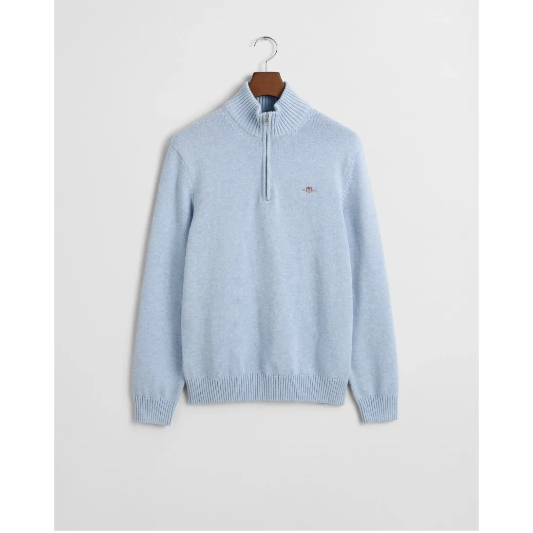 GANT Casual Cotton Half-Zip Sweater Light Blue Melange 8030170