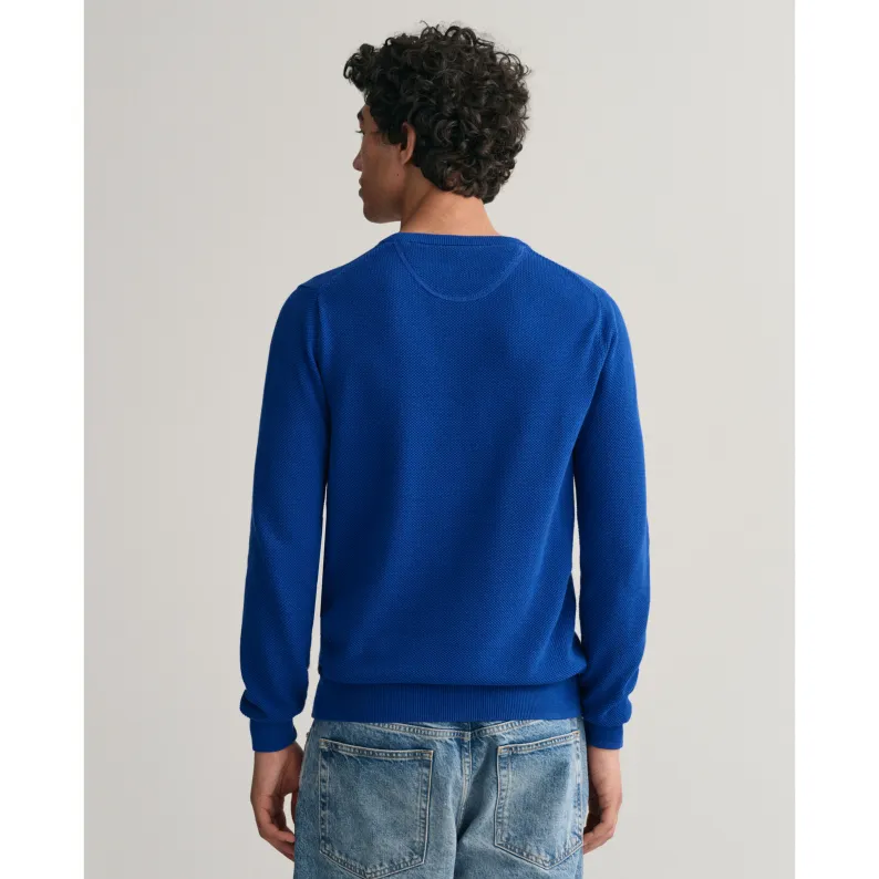 GANT Cotton Piqué Crew Neck Sweater 8040521 College Blue