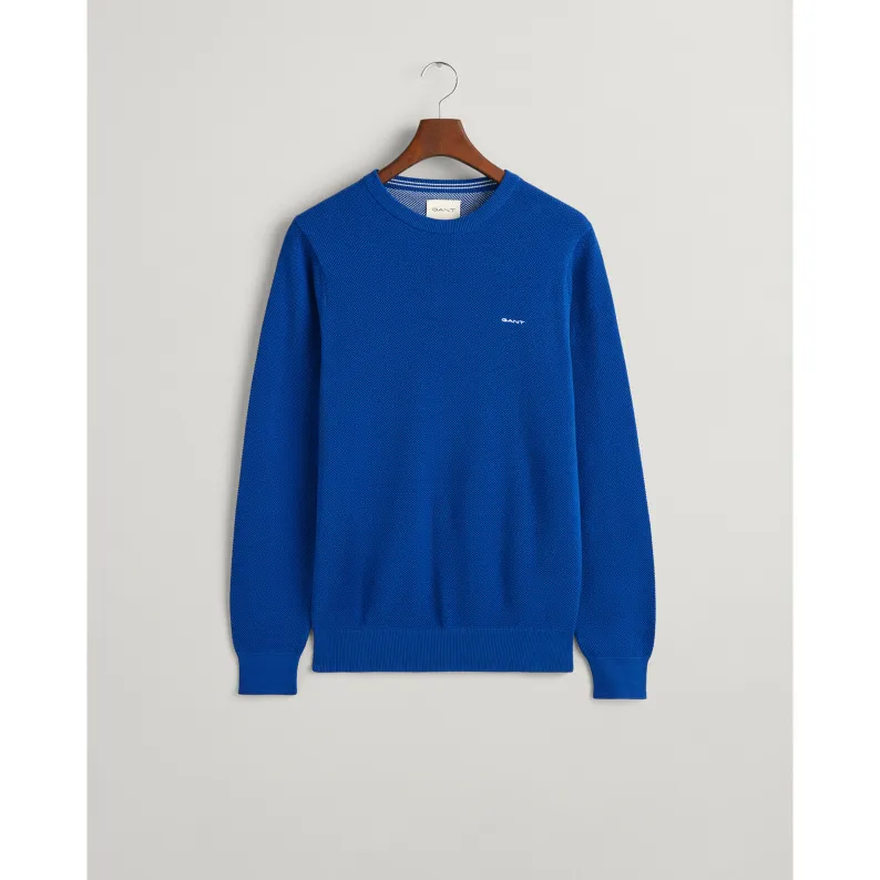 GANT Cotton Piqué Crew Neck Sweater 8040521 College Blue