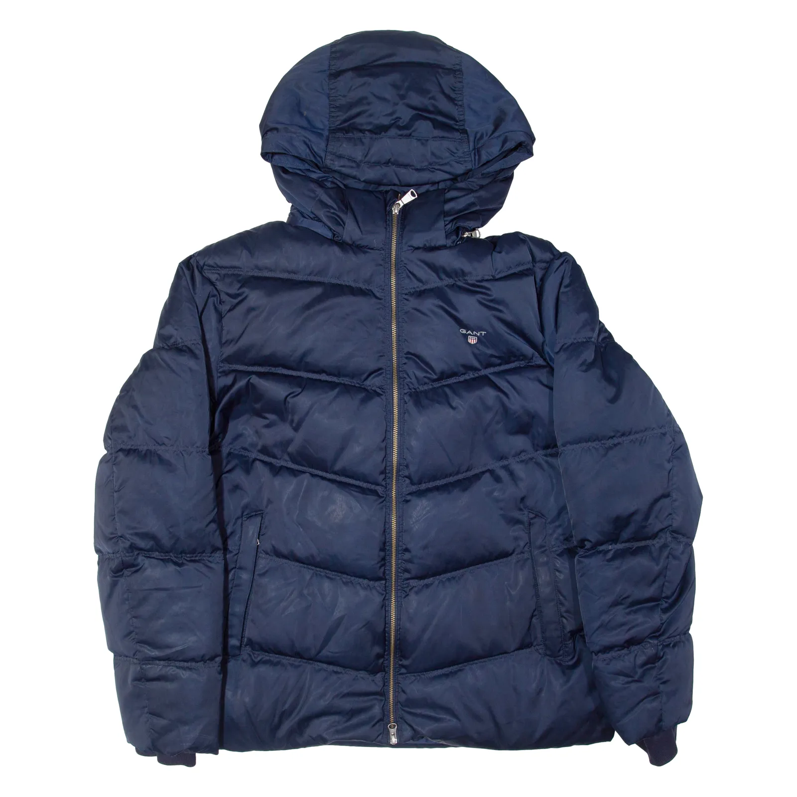 GANT Down Insulated Womens Puffer Coat Blue Hooded L