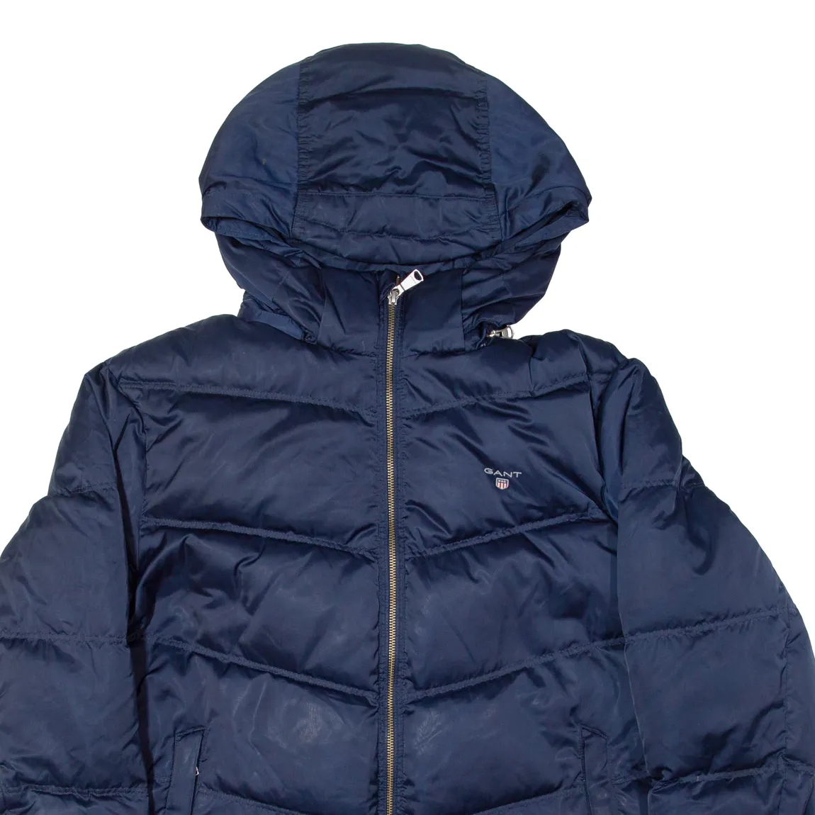 GANT Down Insulated Womens Puffer Coat Blue Hooded L