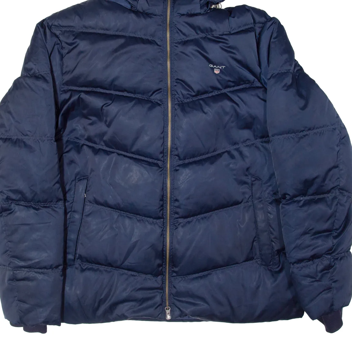 GANT Down Insulated Womens Puffer Coat Blue Hooded L