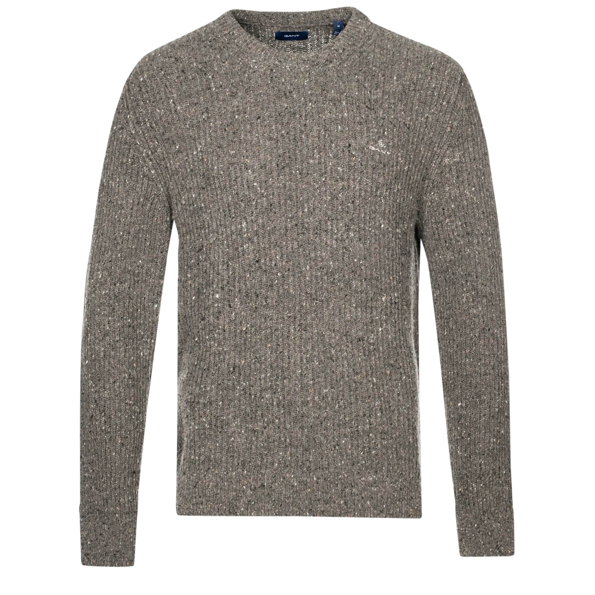 GANT Neps Ribbed Crew Neck Sweater - Antracit Melange