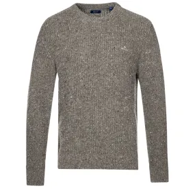 GANT Neps Ribbed Crew Neck Sweater - Antracit Melange