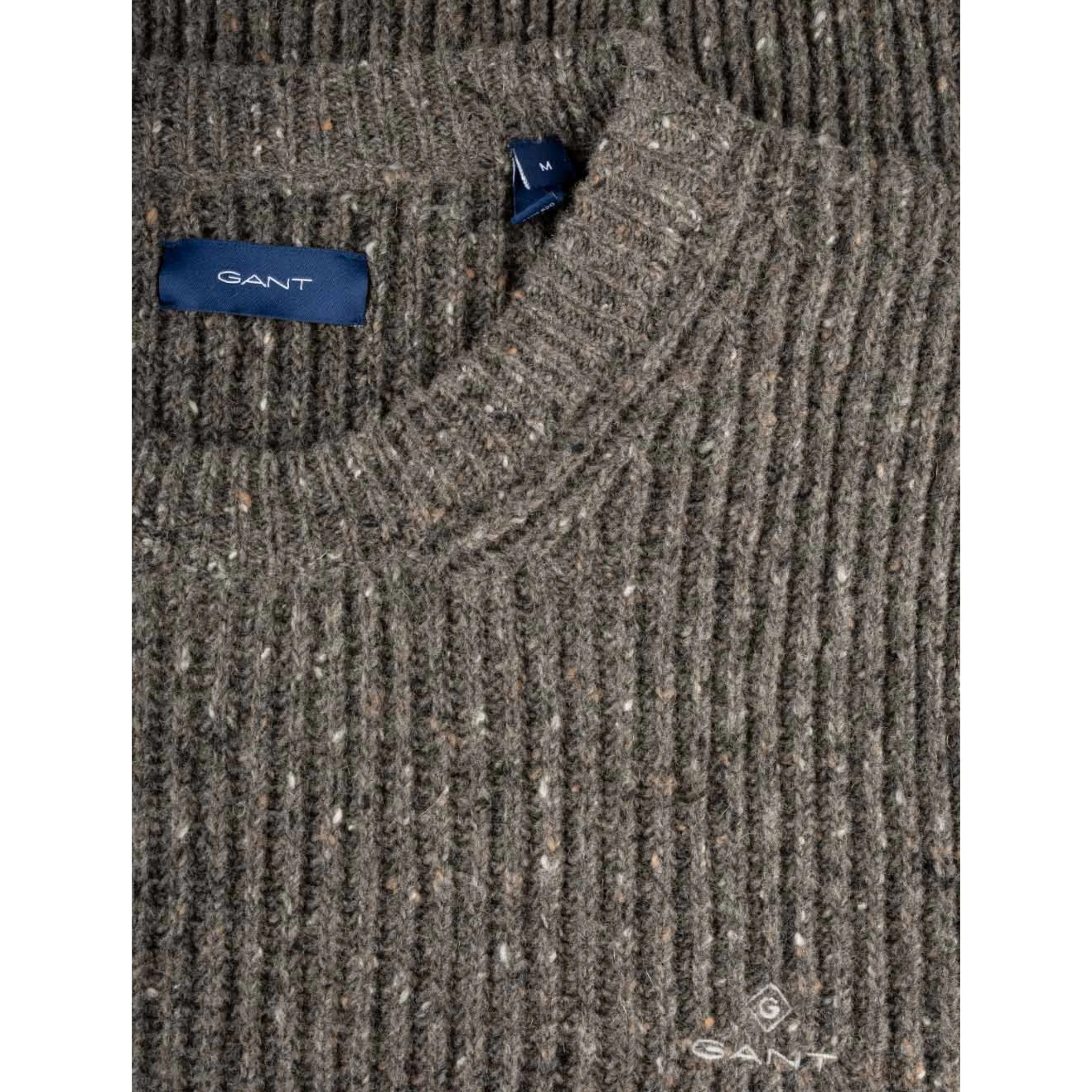 GANT Neps Ribbed Crew Neck Sweater - Antracit Melange