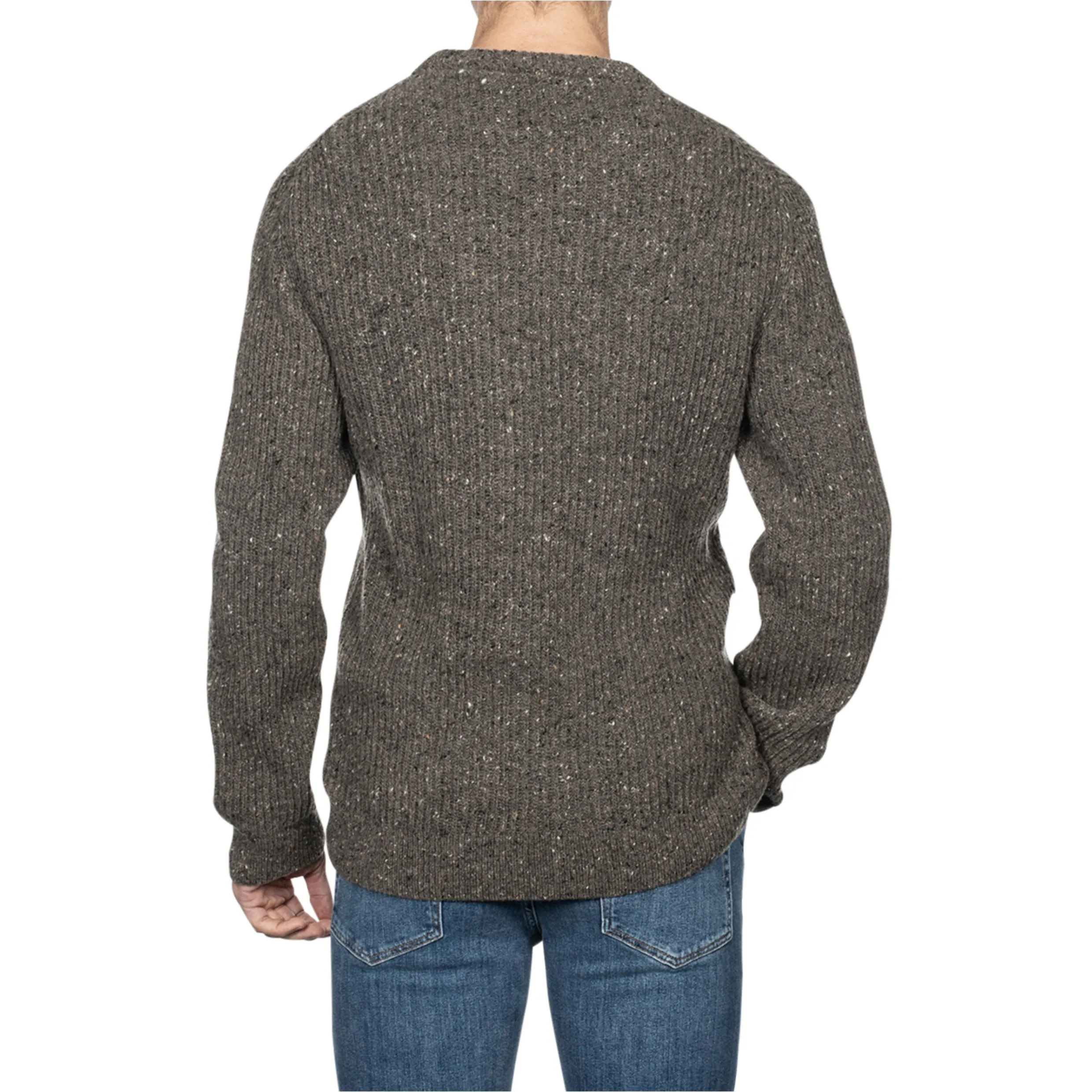 GANT Neps Ribbed Crew Neck Sweater - Antracit Melange