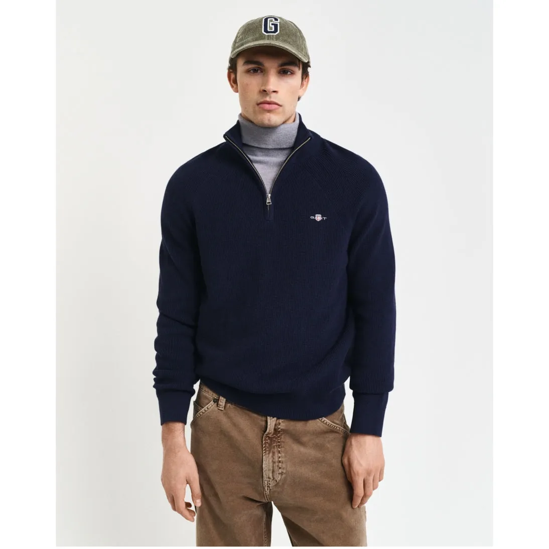 GANT Ribbed Cotton Wool Half-Zip Sweater 8050212 2 Colours