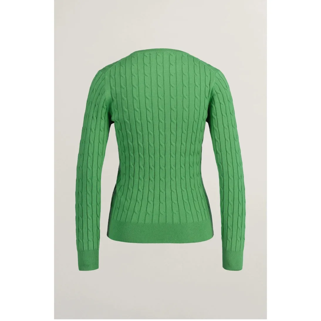 GANT Stretch Cotton Cable Crew Neck Sweater 4800100 Dusty Green