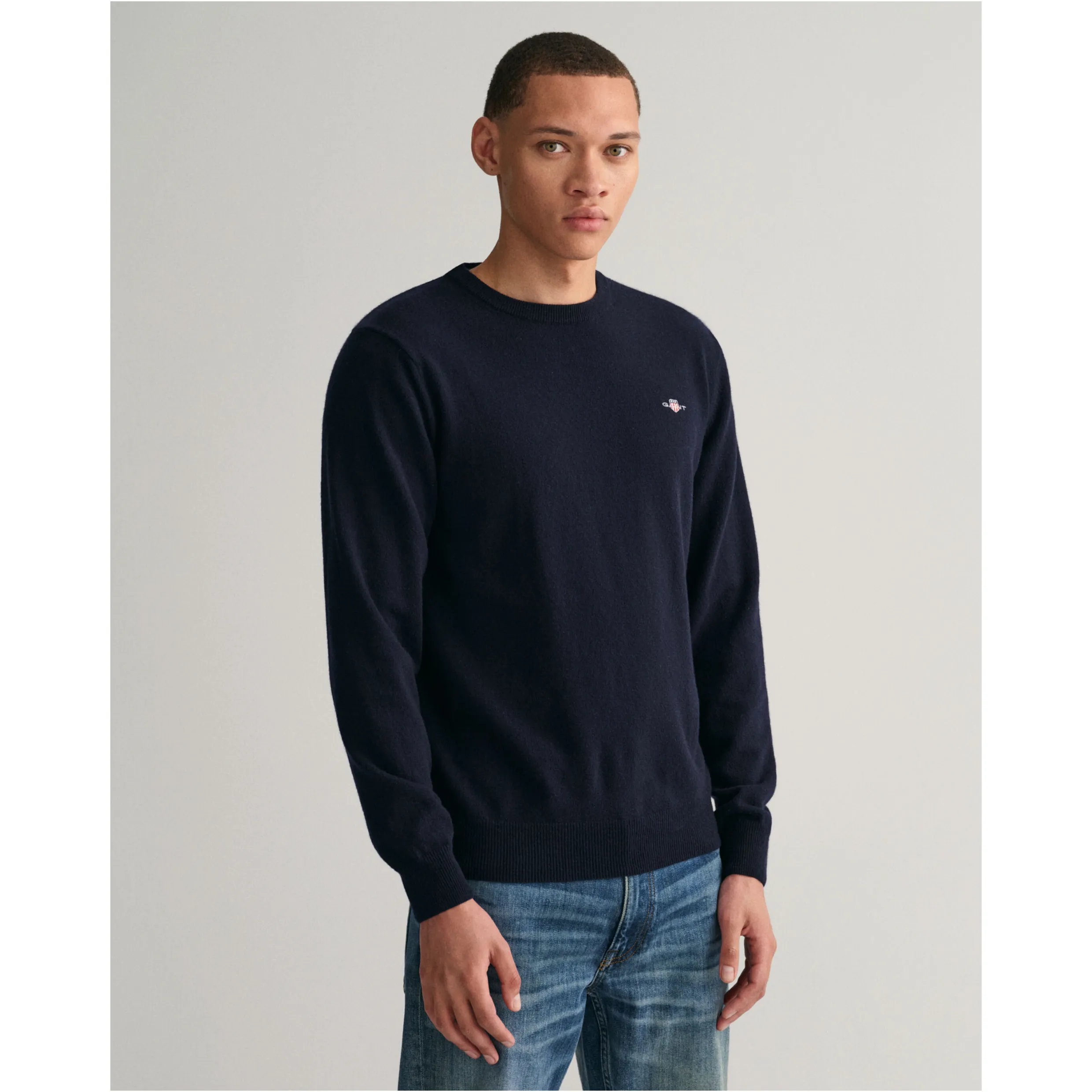 GANT Superfine Lambswool Crew Neck Sweater 87211 Marine