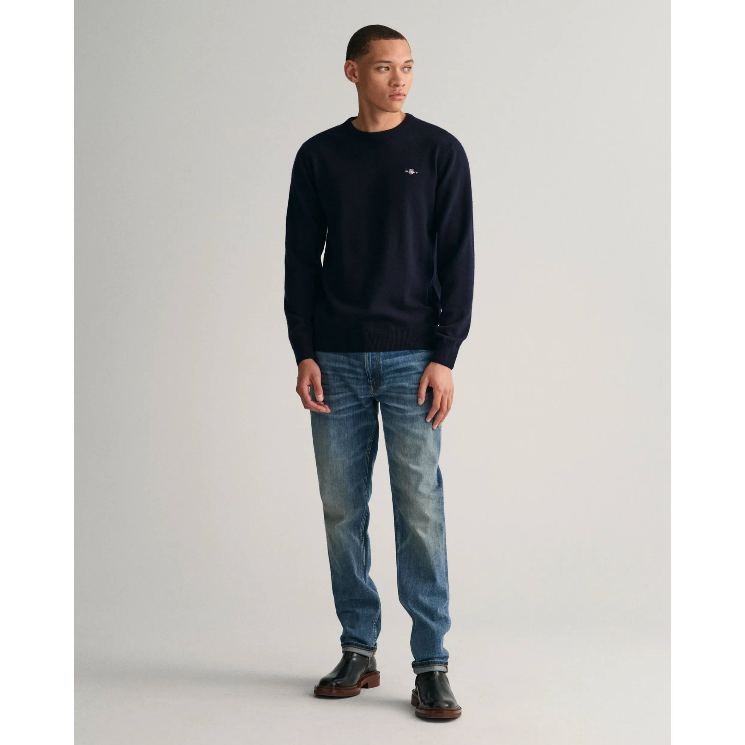 GANT Superfine Lambswool Crew Neck Sweater 87211 Marine