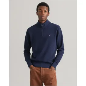 GANT Waffle Half Zip Sweater 2028040 - Evening Blue