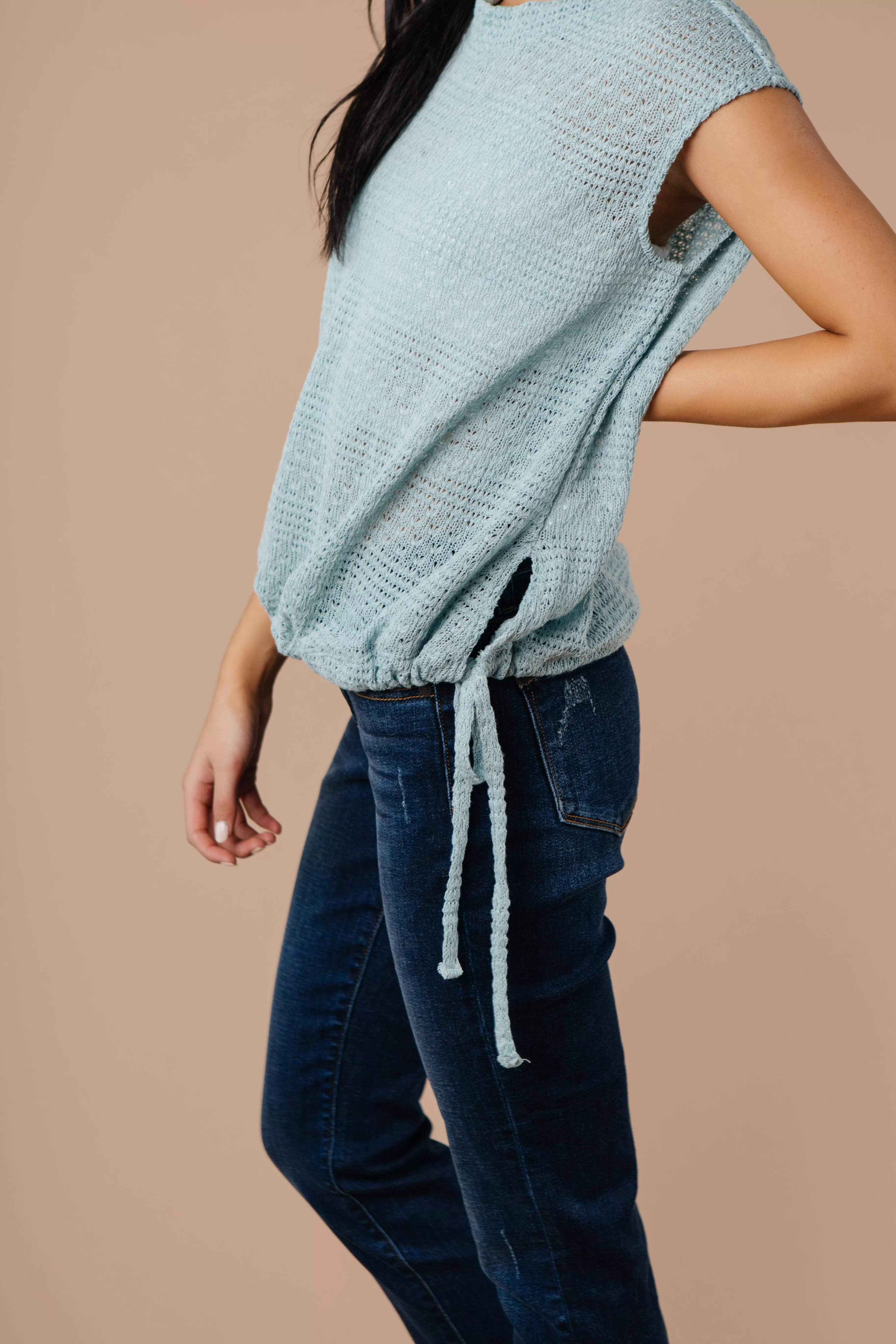 Girls Don't Sweat Sweater In Antique Blue - On Hand