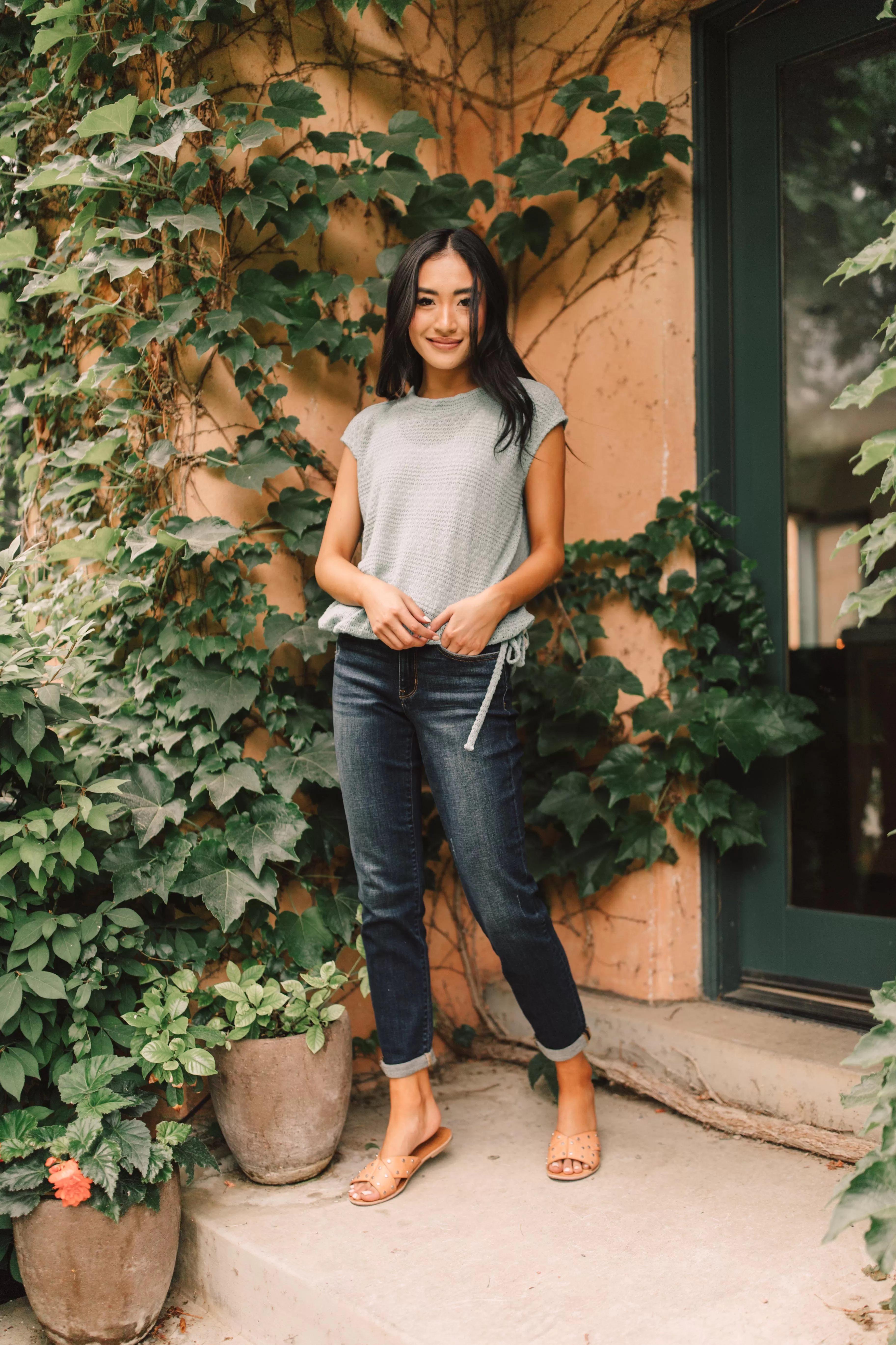 Girls Don't Sweat Sweater In Antique Blue - On Hand