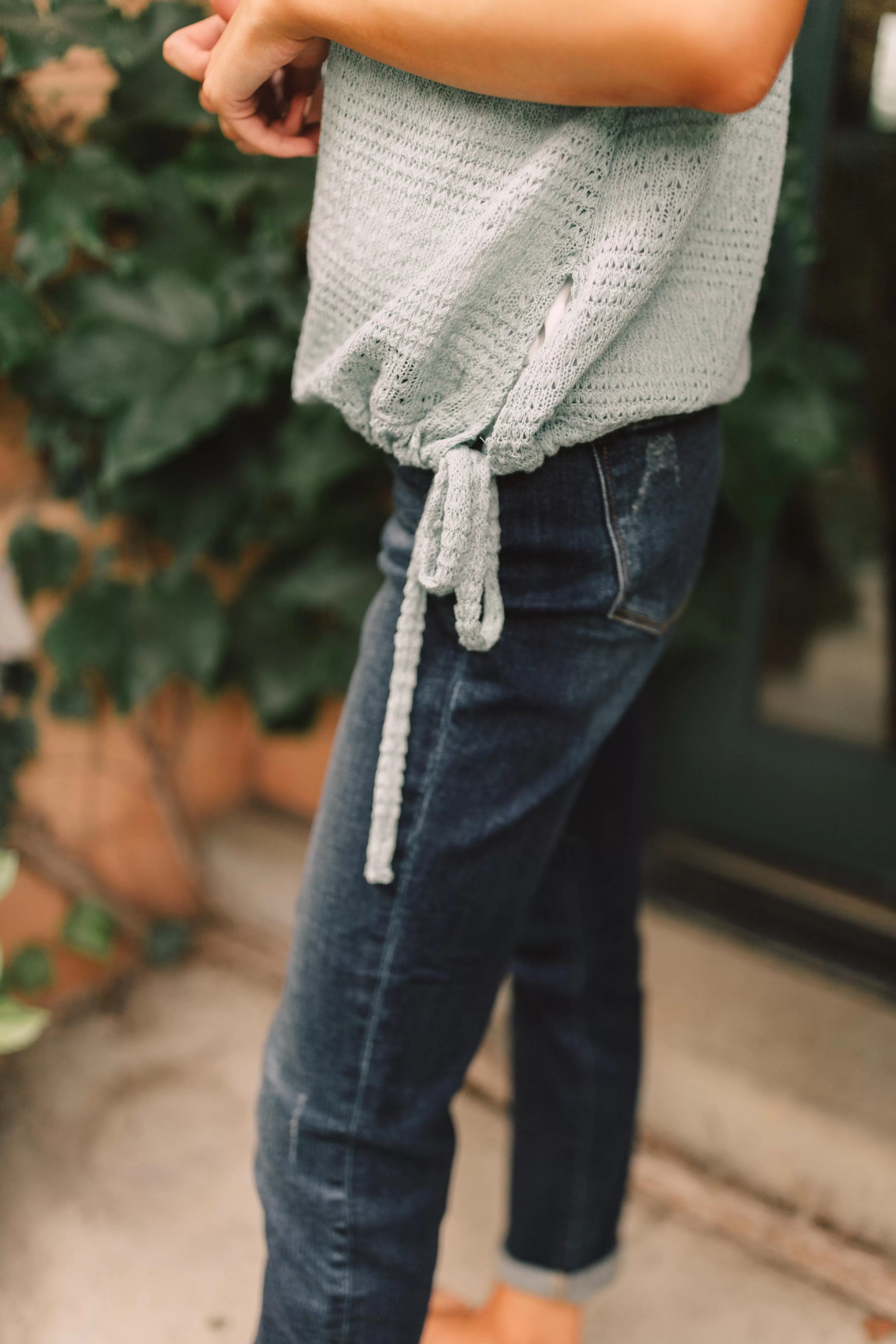 Girls Don't Sweat Sweater In Antique Blue - On Hand