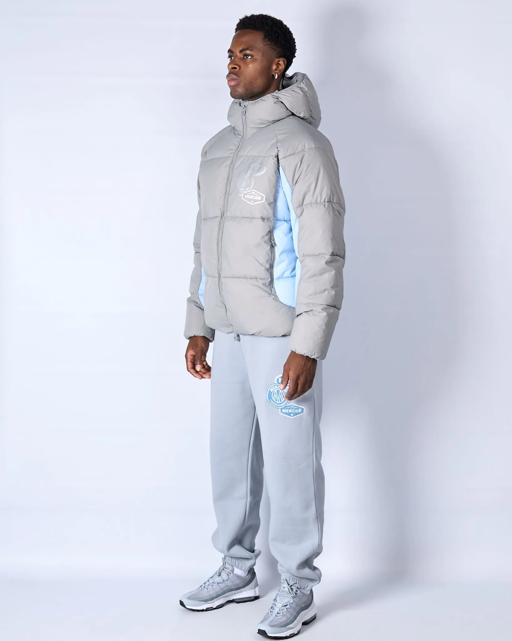 Grey Blue Drifter Panel Puffer Jacket