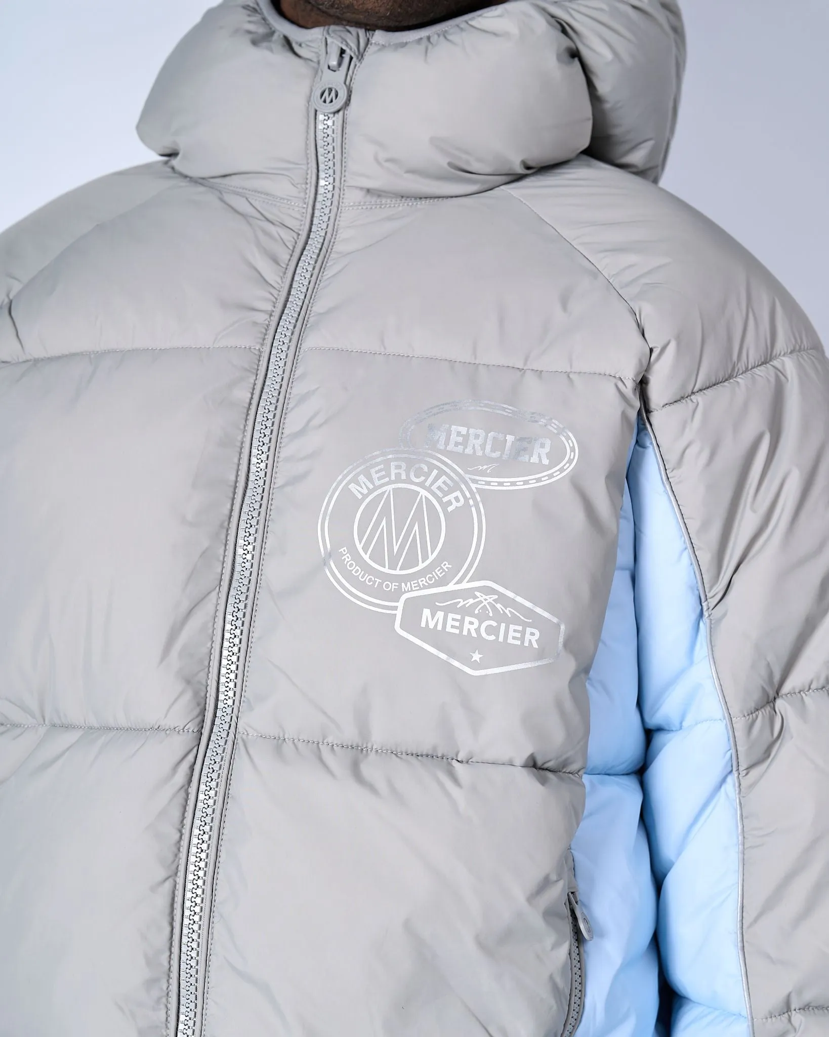 Grey Blue Drifter Panel Puffer Jacket