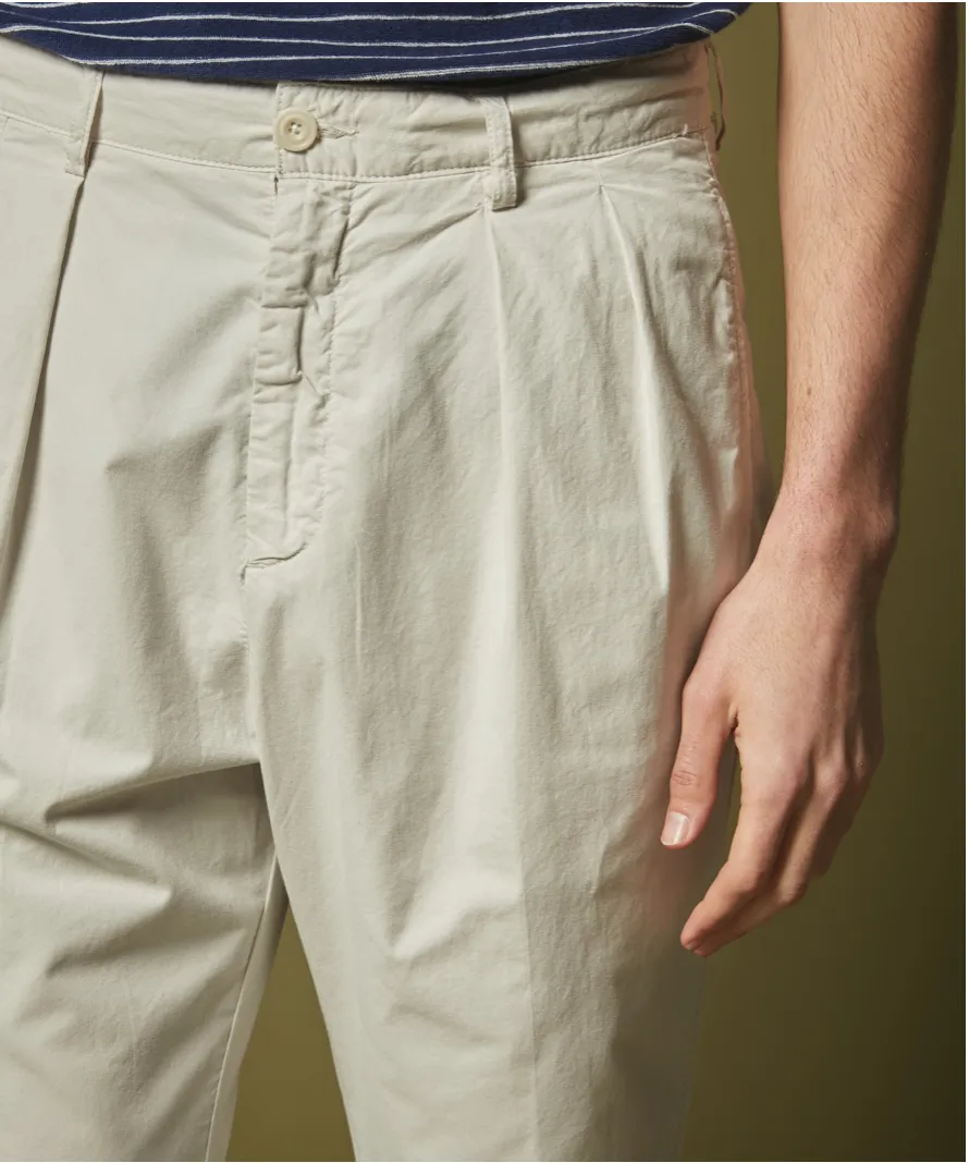 Hartford France Tom Pleated Light Chino - Chalk