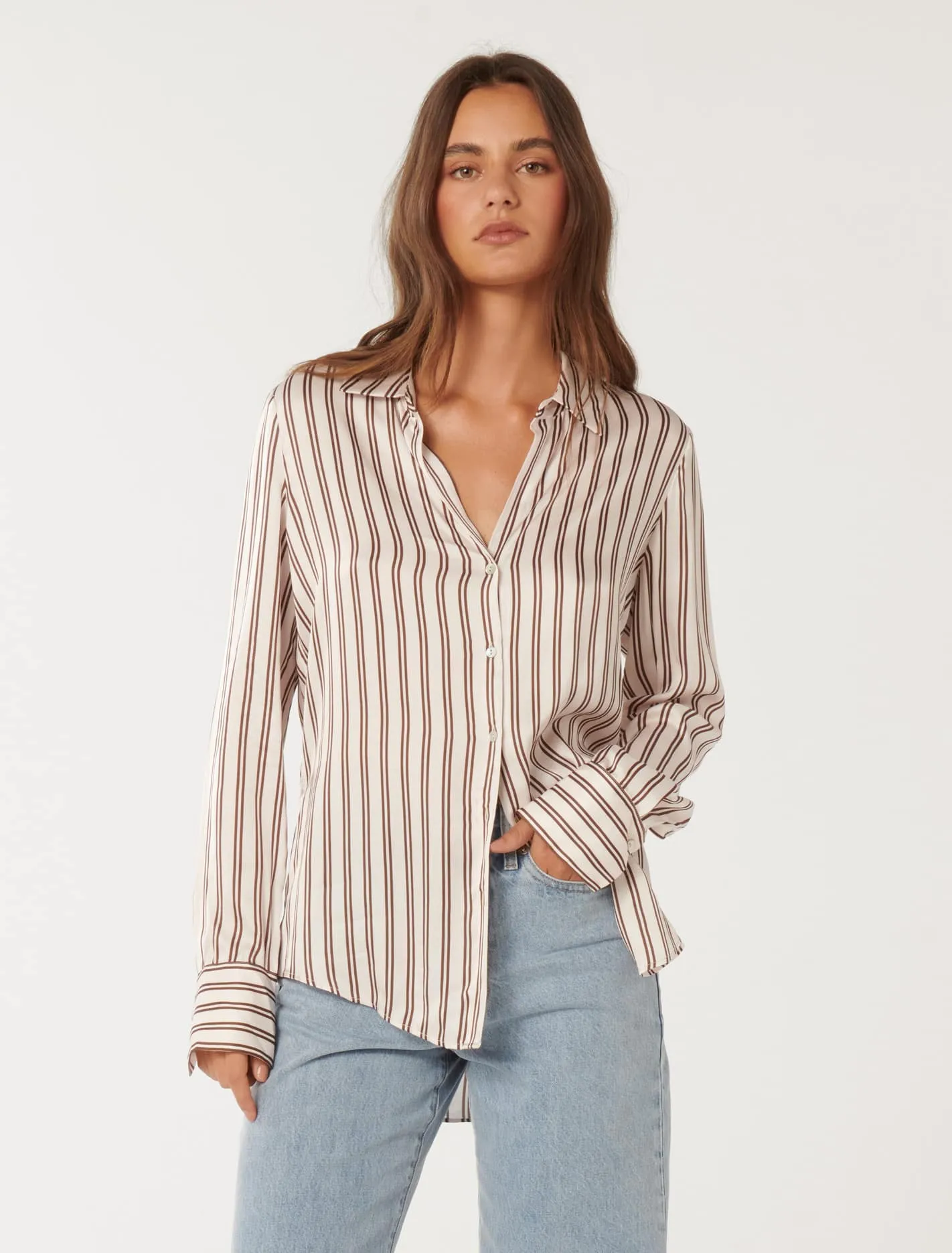 Harvey Notched Neck Satin Shirt