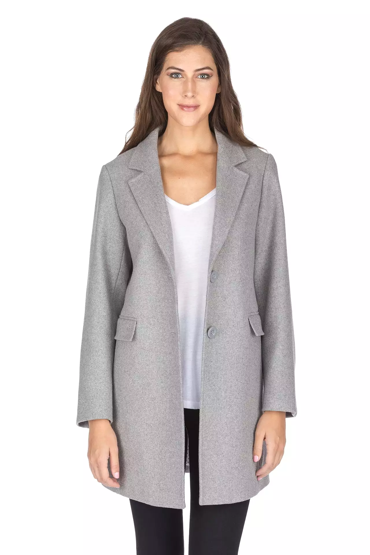 Haute Edition Women's Wool Blend Single Lapel Blazer Peacoat With Pockets