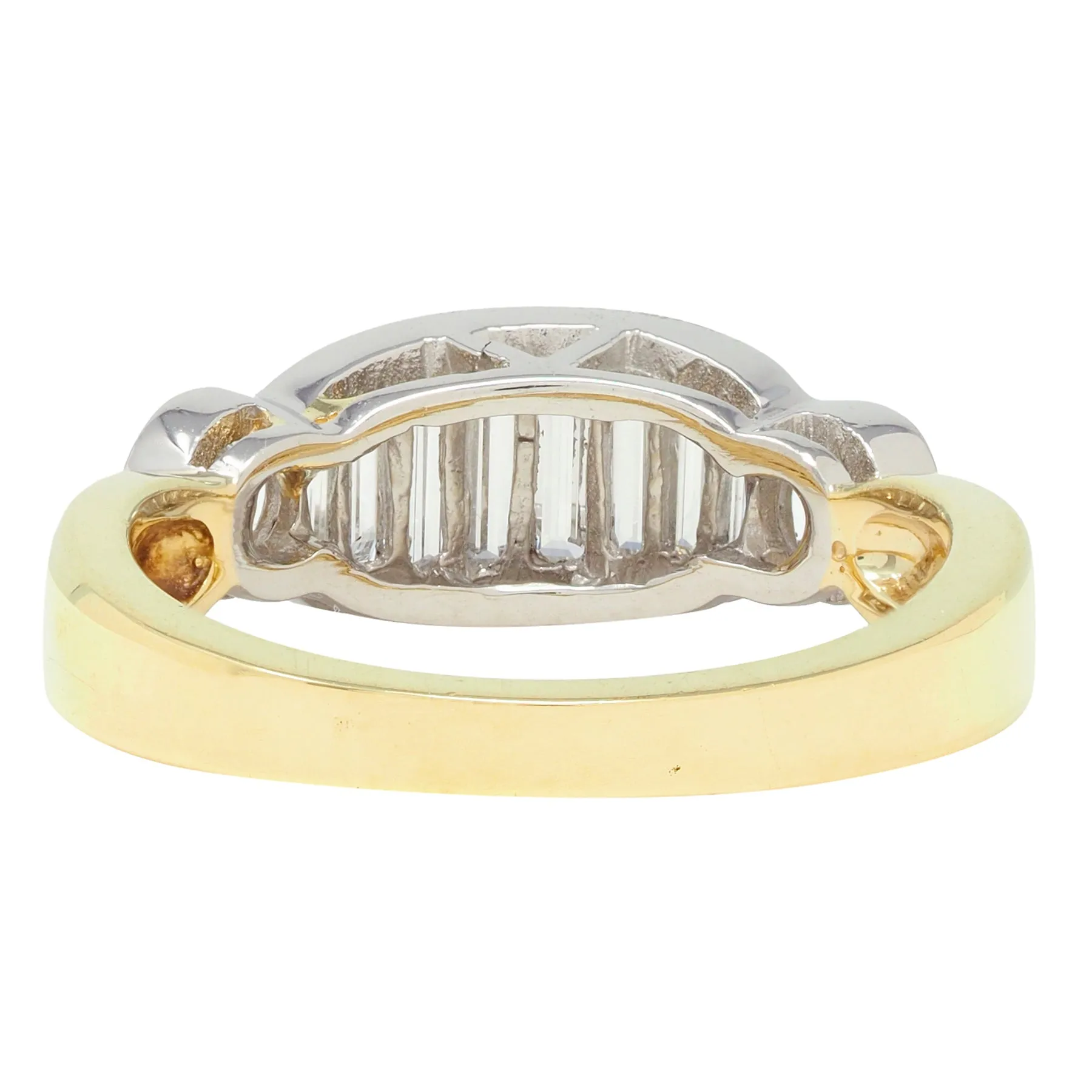 Henry Carré 0.90 CTW Diamond Platinum 18 Karat Yellow Gold Vintage Band Ring