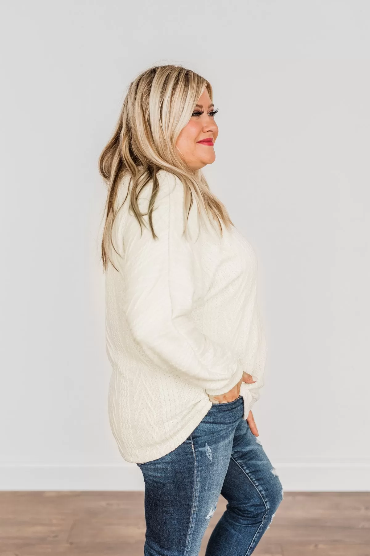 Here For A Good Time Knit Sweater- Light Cream