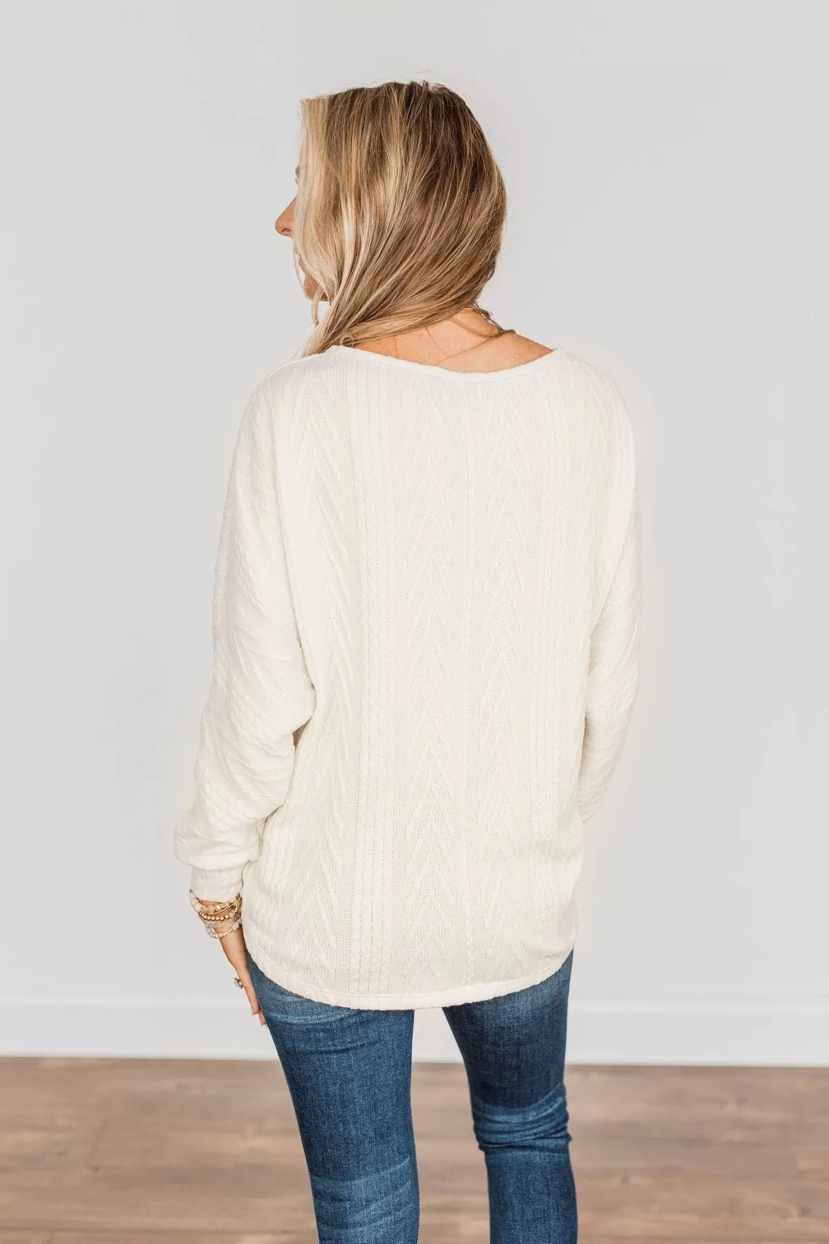 Here For A Good Time Knit Sweater- Light Cream