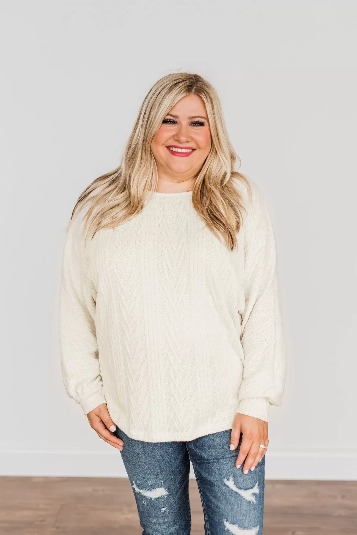 Here For A Good Time Knit Sweater- Light Cream