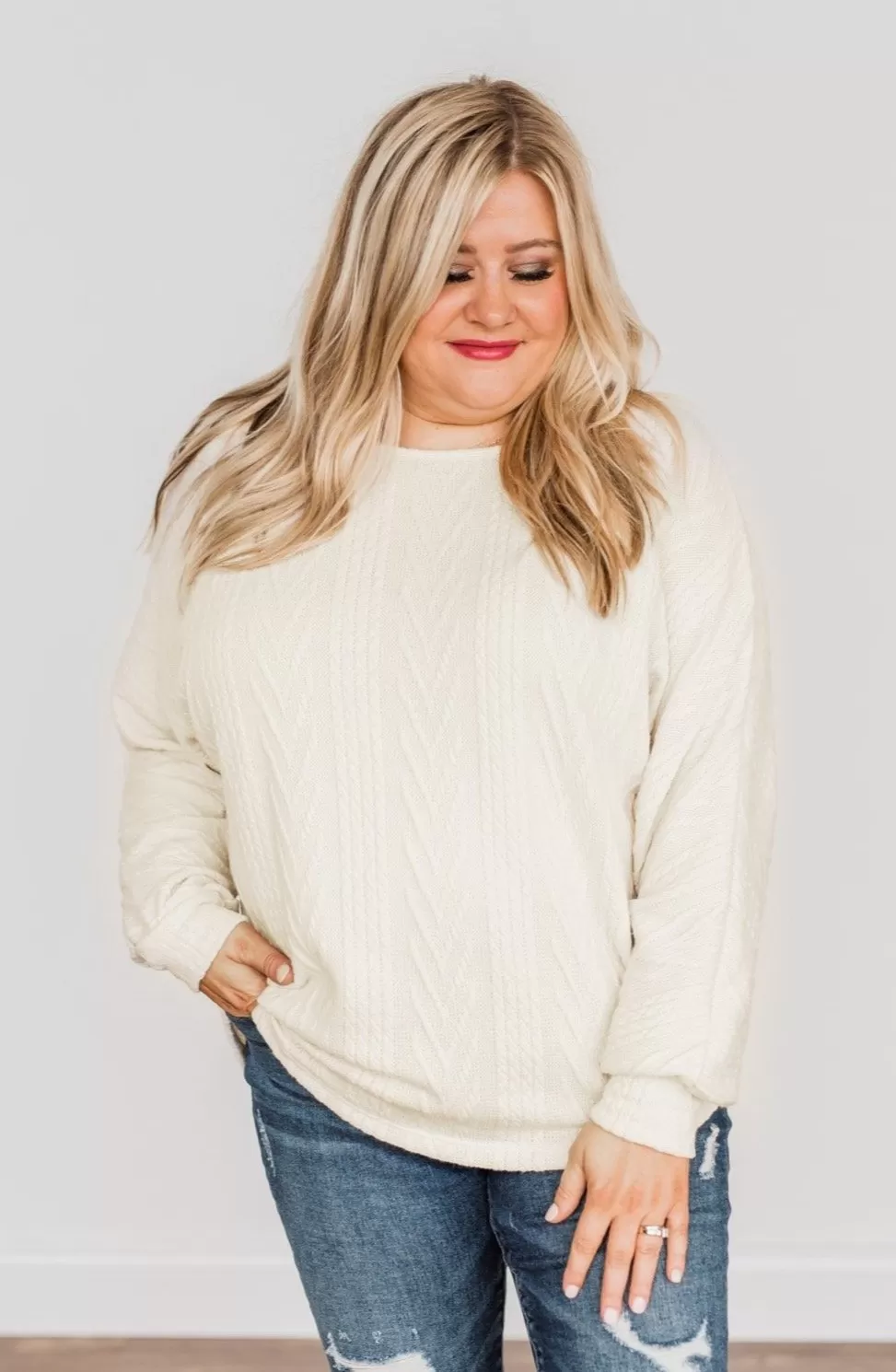 Here For A Good Time Knit Sweater- Light Cream