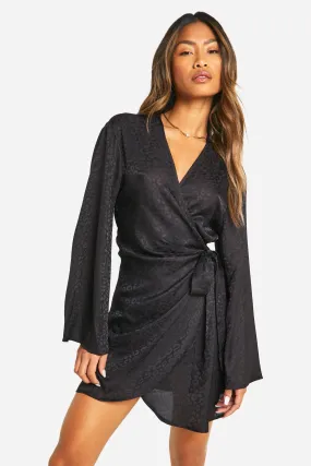 Jacquard Satin Wrap Dress