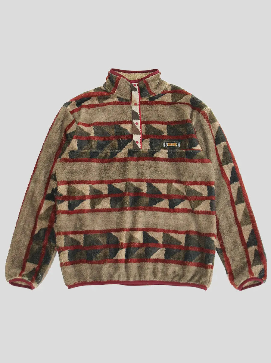 Kapital Pueblo Stripe Fleece Snap T Sweater (Time Sale)