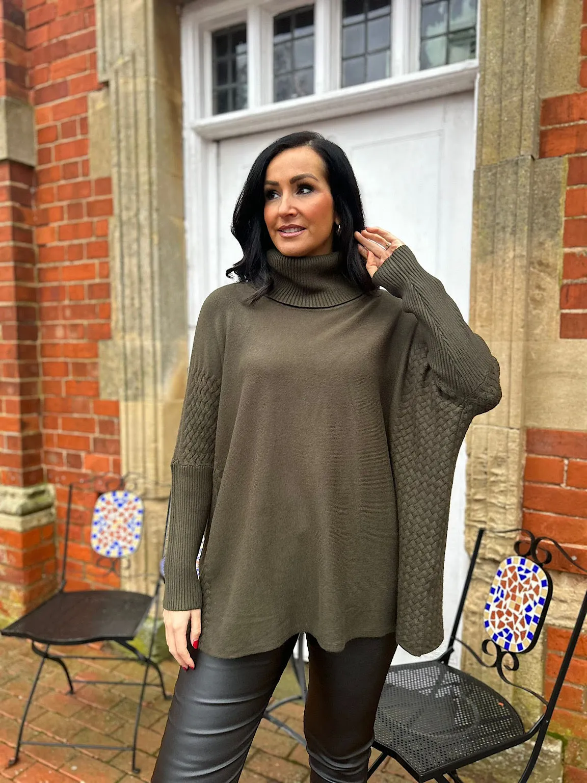 Khaki Textured Knit Yasmine