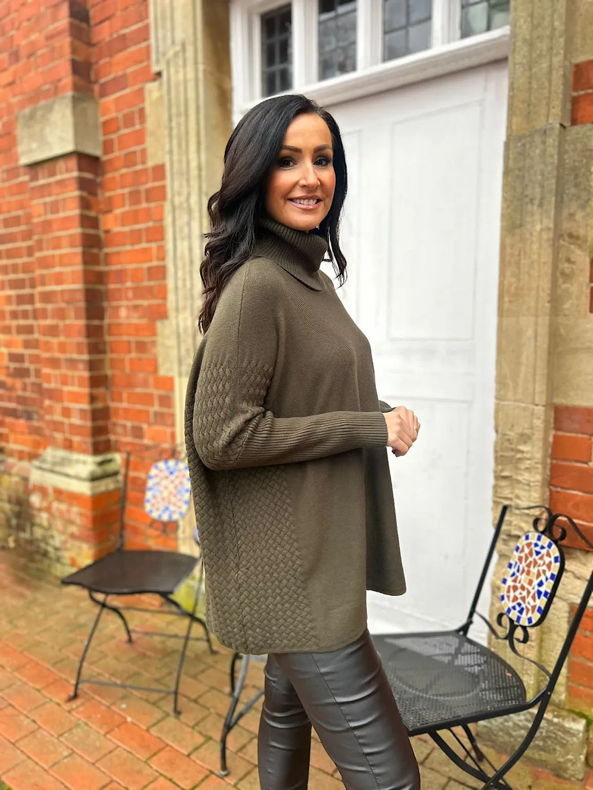 Khaki Textured Knit Yasmine