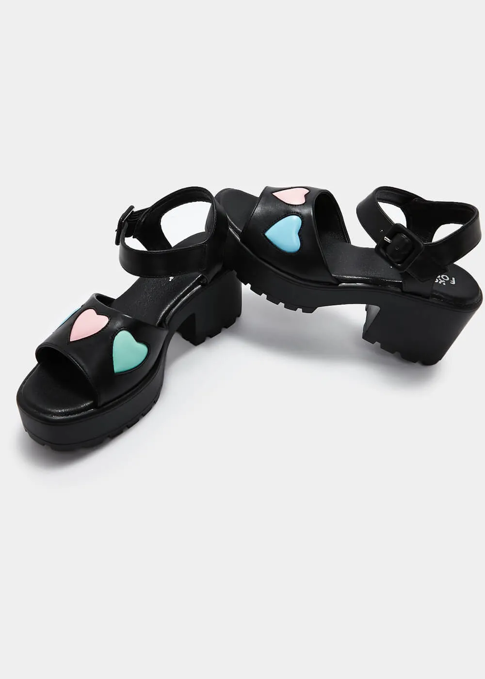 Koi Footwear Romance Rebel Heart Sandals Black