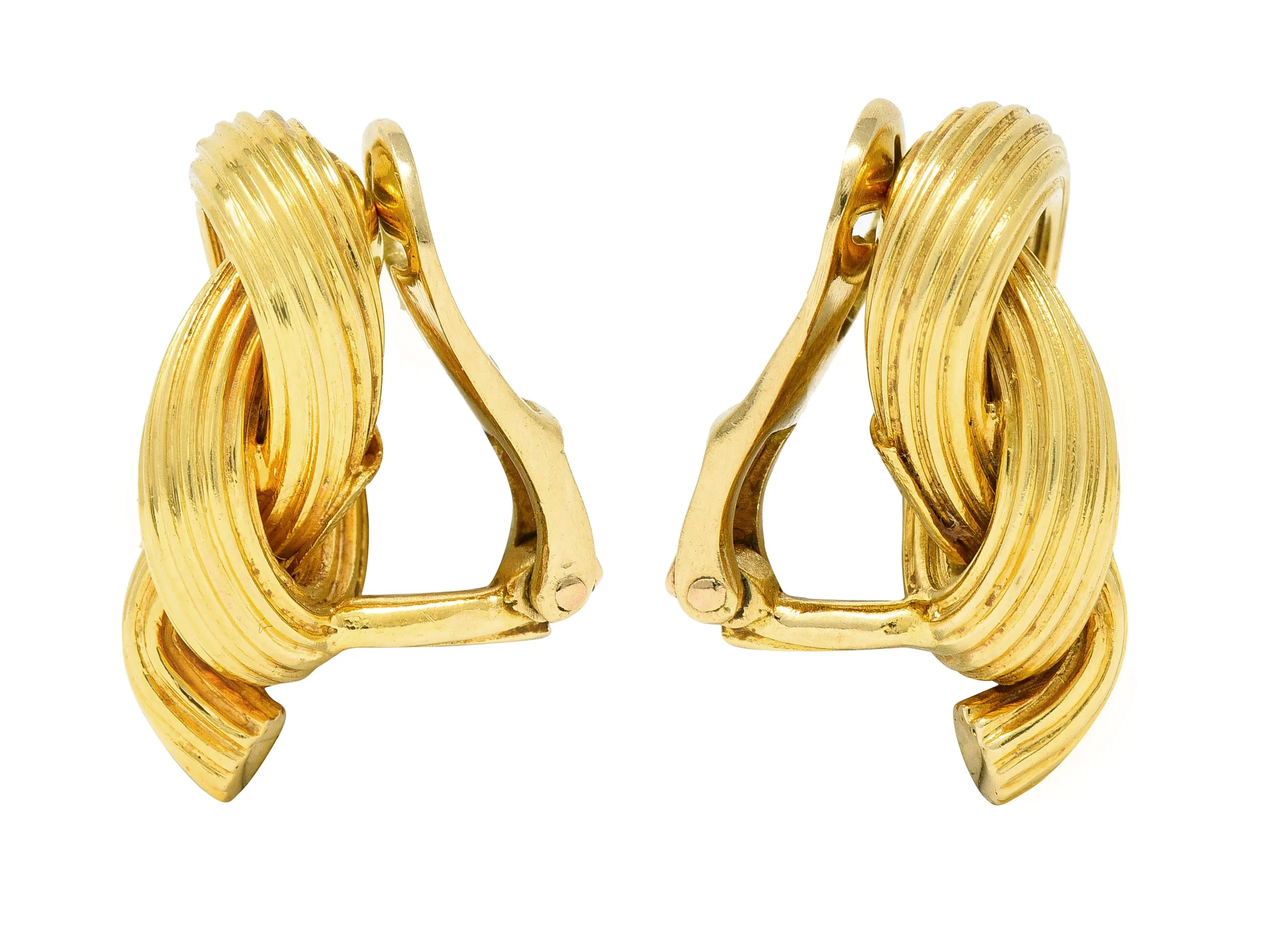 Lalaounis 1980s 18 Karat Yellow Gold Knot Vintage Ear-Clip Earrings