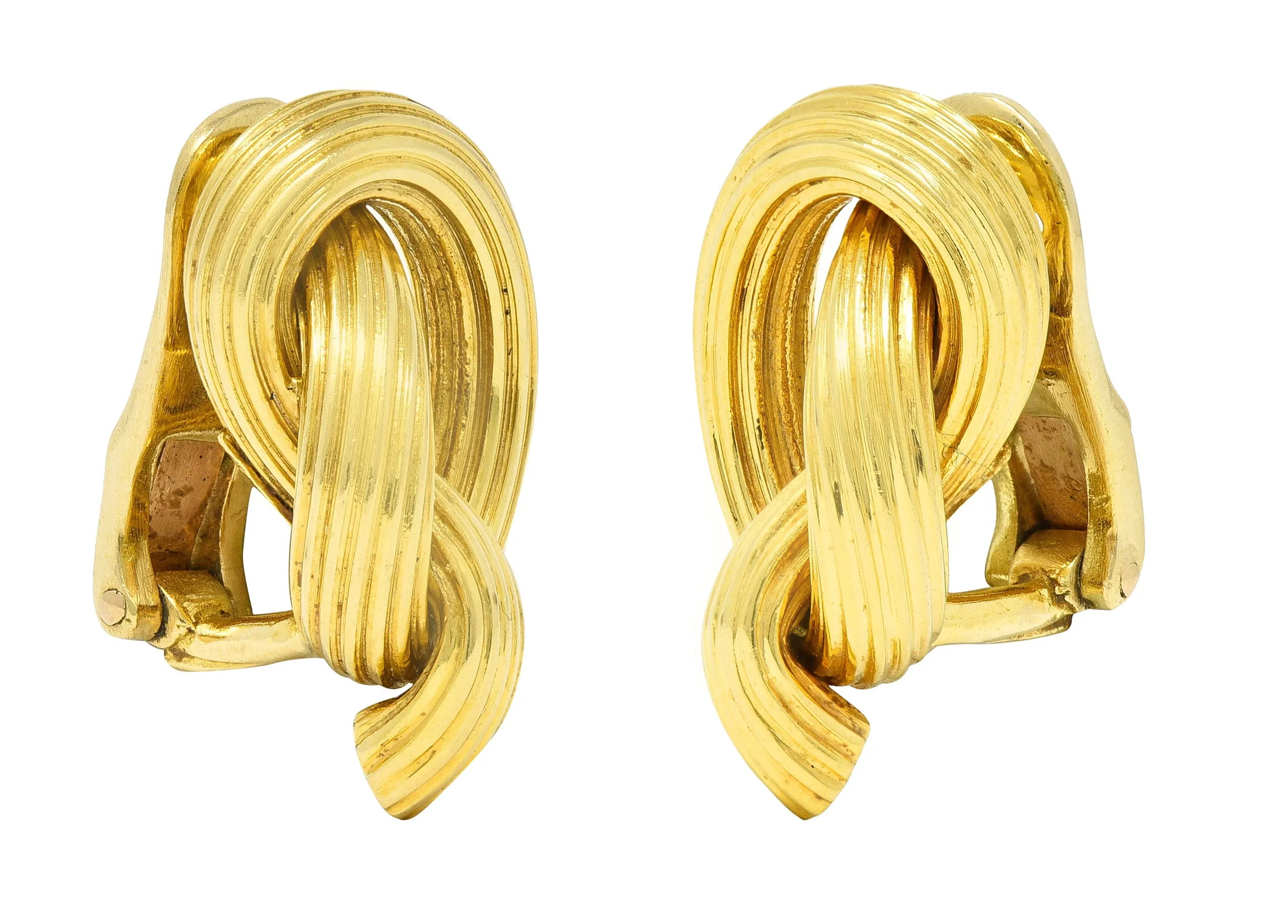 Lalaounis 1980s 18 Karat Yellow Gold Knot Vintage Ear-Clip Earrings