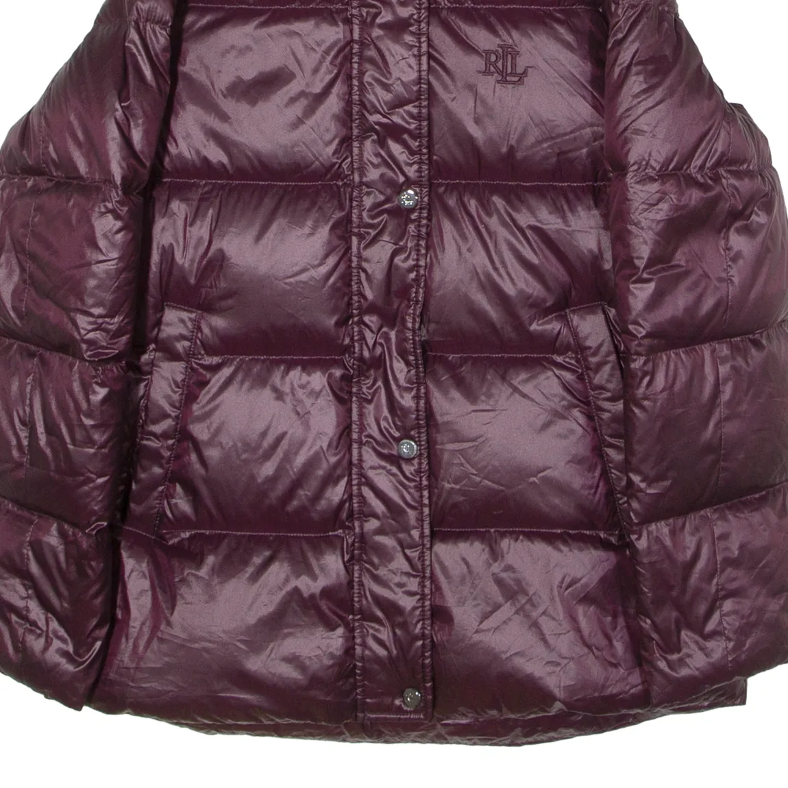 LAUREN RALPH LAUREN Womens Puffer Jacket Purple Hooded XS