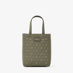 Lenny North-South S-M Green Embossed Canvas Tote Bag