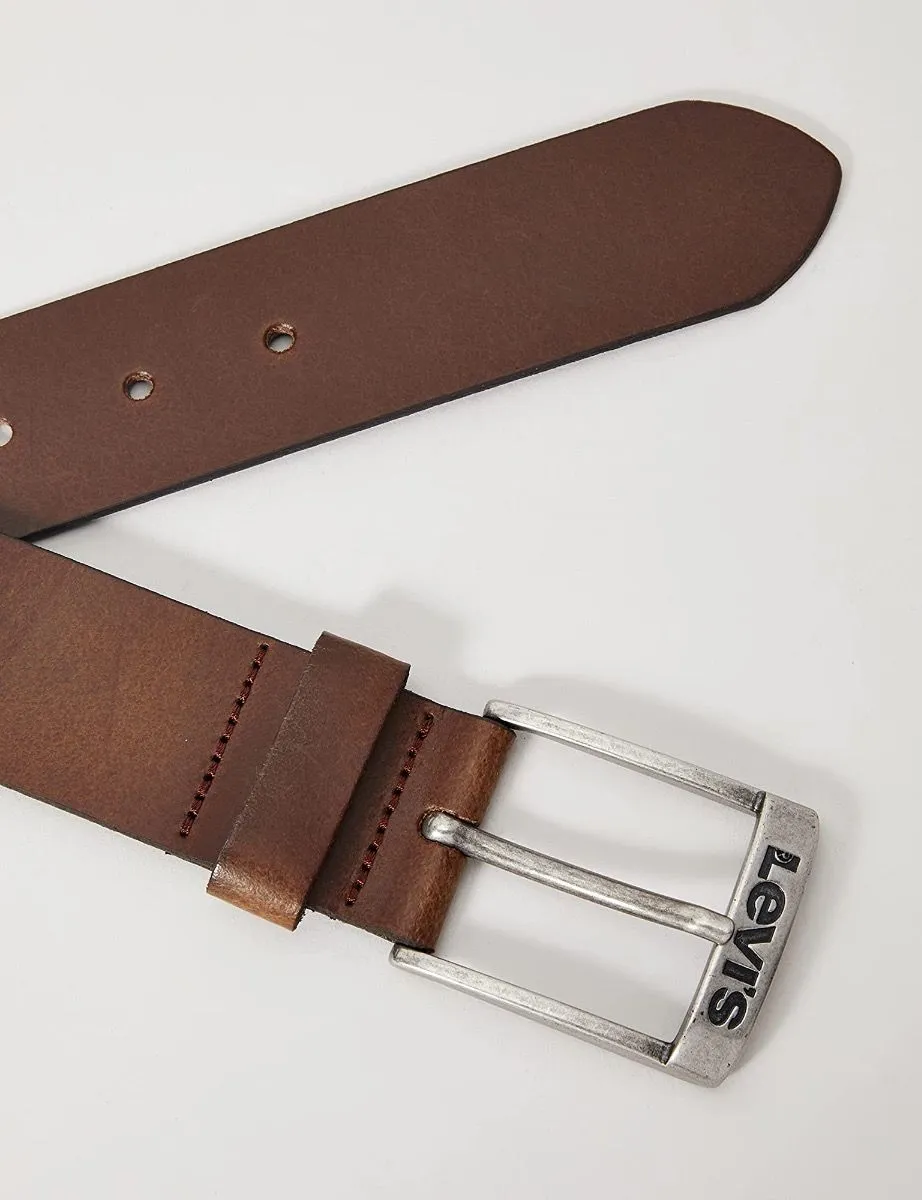 Levi's® New Duncan Leather Logo Belt Dark Brown