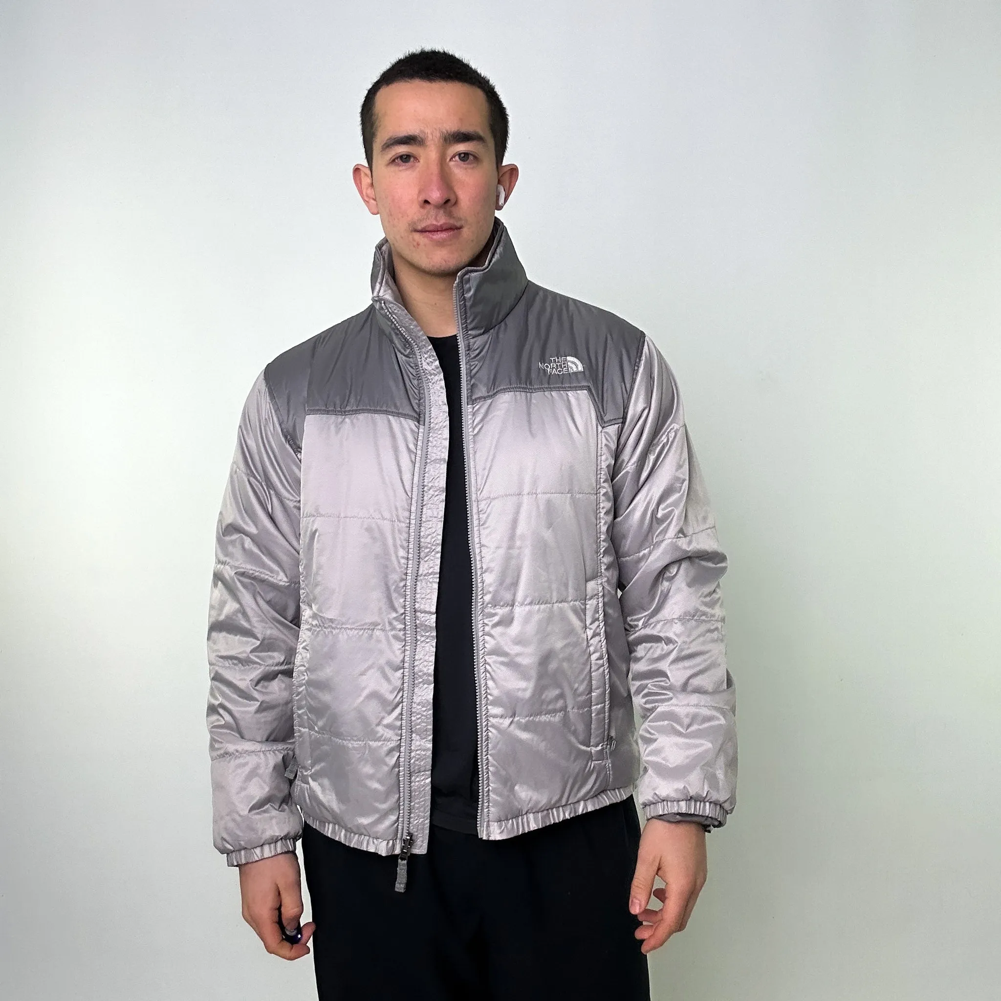 Light Grey 90s The North Face Light Puffer Jacket Coat (L)